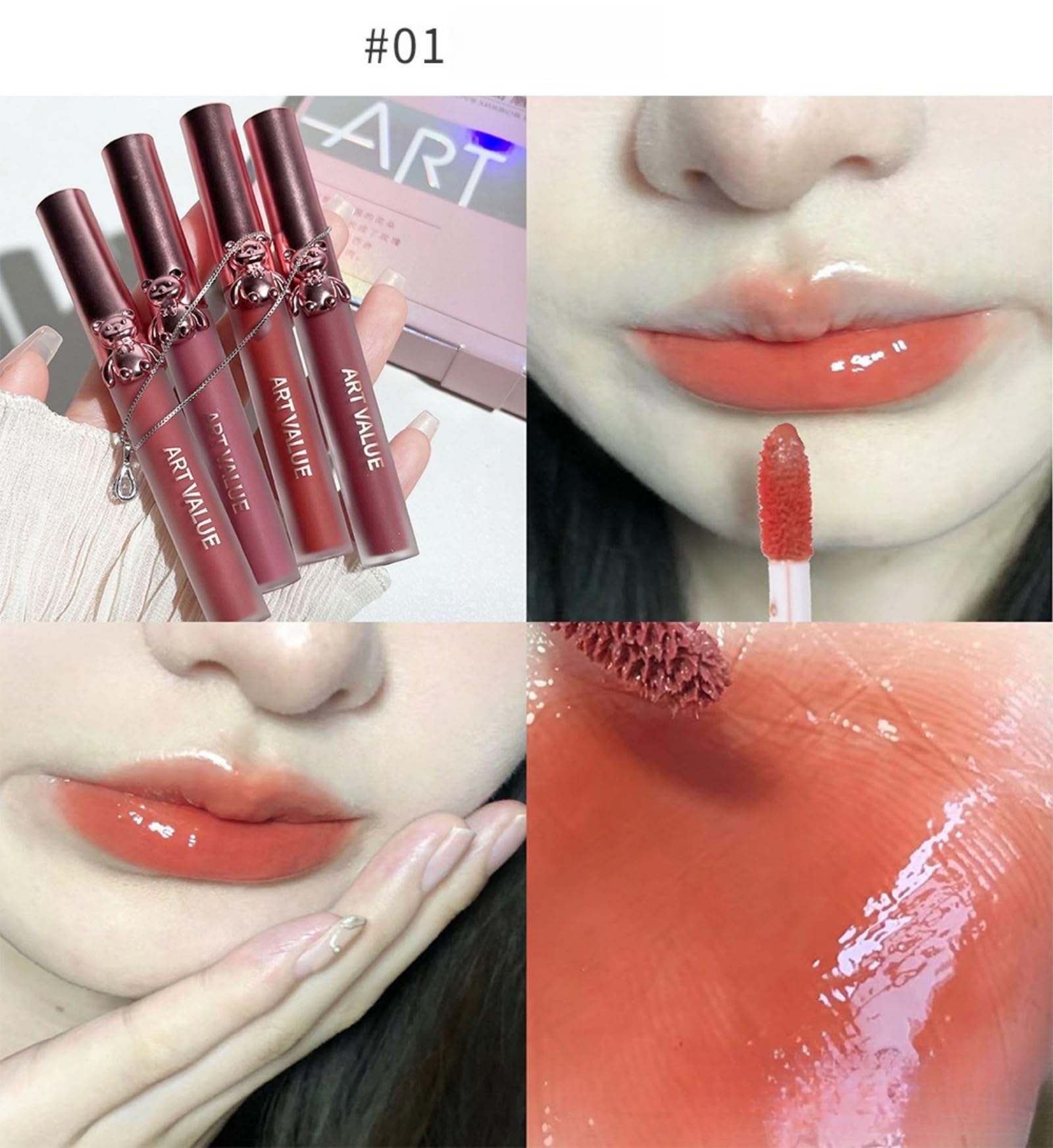 Amazon | コスメセット 小熊リップネックレスセット 4本入り マット